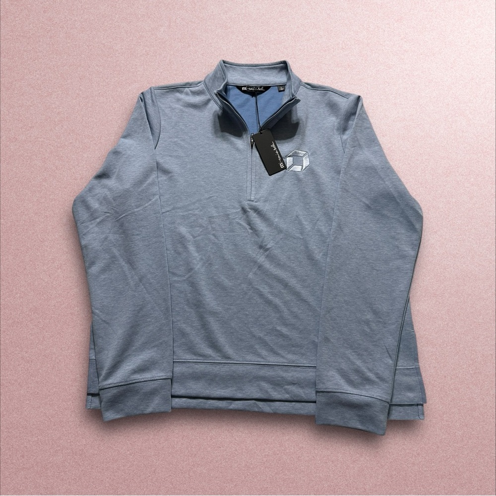Travis Mathew Pullover Men’s Large Blue Long Sleeve Fleece Golf Activewear NEW